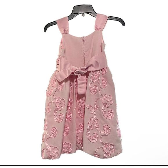 Bonnie Jean Girls Pink Rosette Dress Size 8 Knee Length Sleeveless Party - Picture 3 of 8